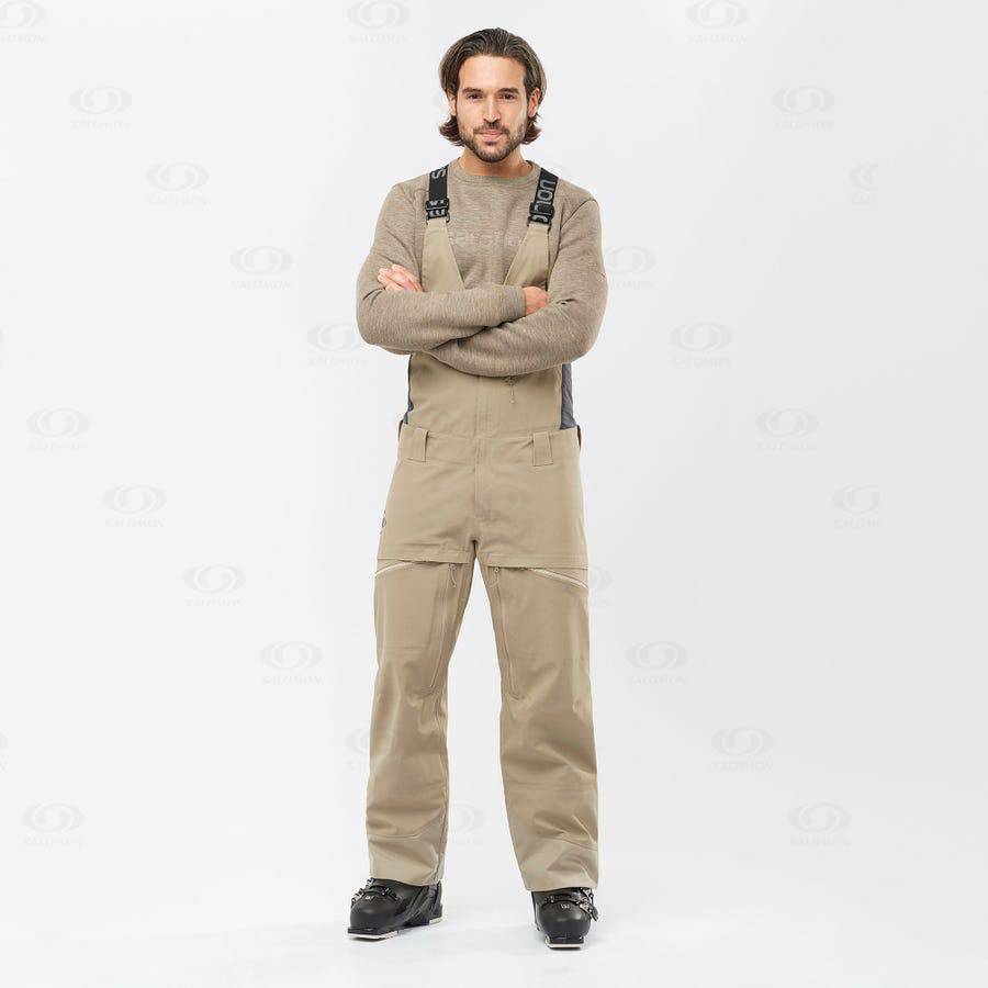 Beige Men's Salomon STANCE 3L BIB Ski Pants | USA-L1116