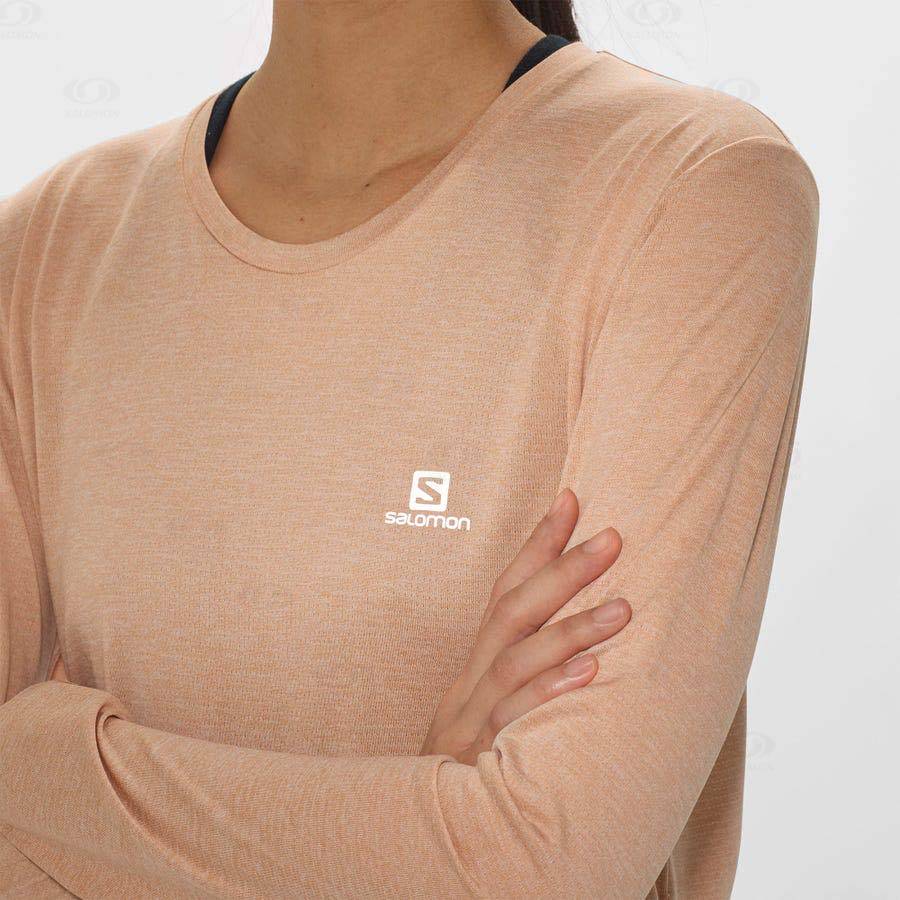 Beige Women's Salomon AGILE T Shirts | USA-N2093