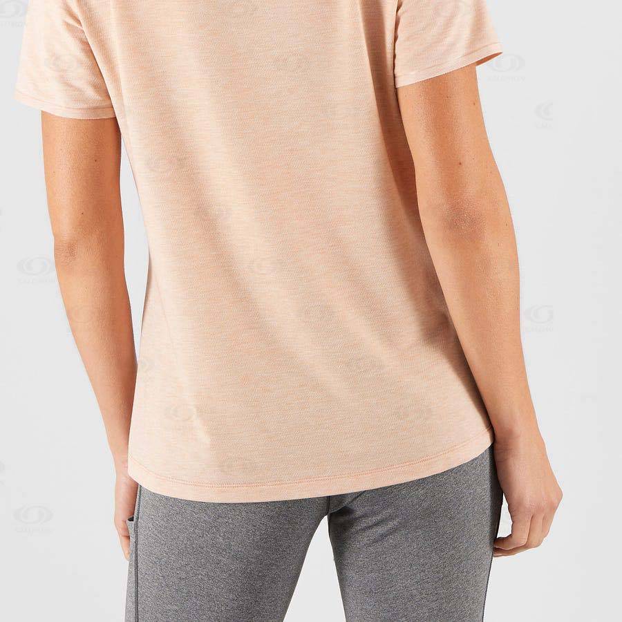 Beige Women's Salomon ESSENTIAL TENCEL T Shirts | USA-A1234