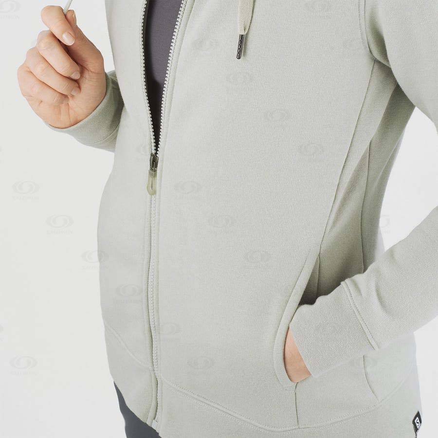 Beige Women's Salomon ESSENTIAL WARM SALOMON Hoodie | USA-S1065