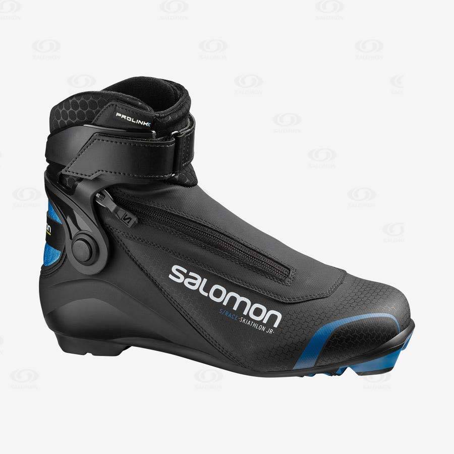 Black / Blue Kids\' Salomon S/RACE SKIATHLON JUNIOR PROLINK Ski Boots | USA-W3030