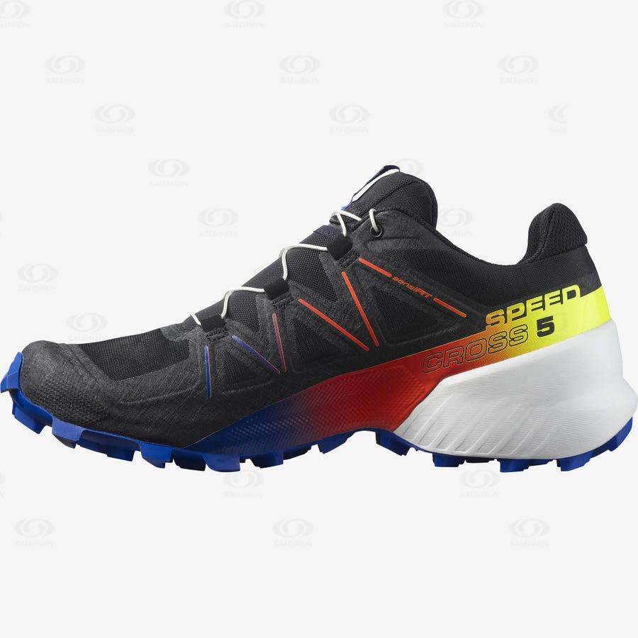 Black / Blue Men's Salomon SPEEDCROSS 5 RACING PACK Trail Running Shoes | USA-L1004