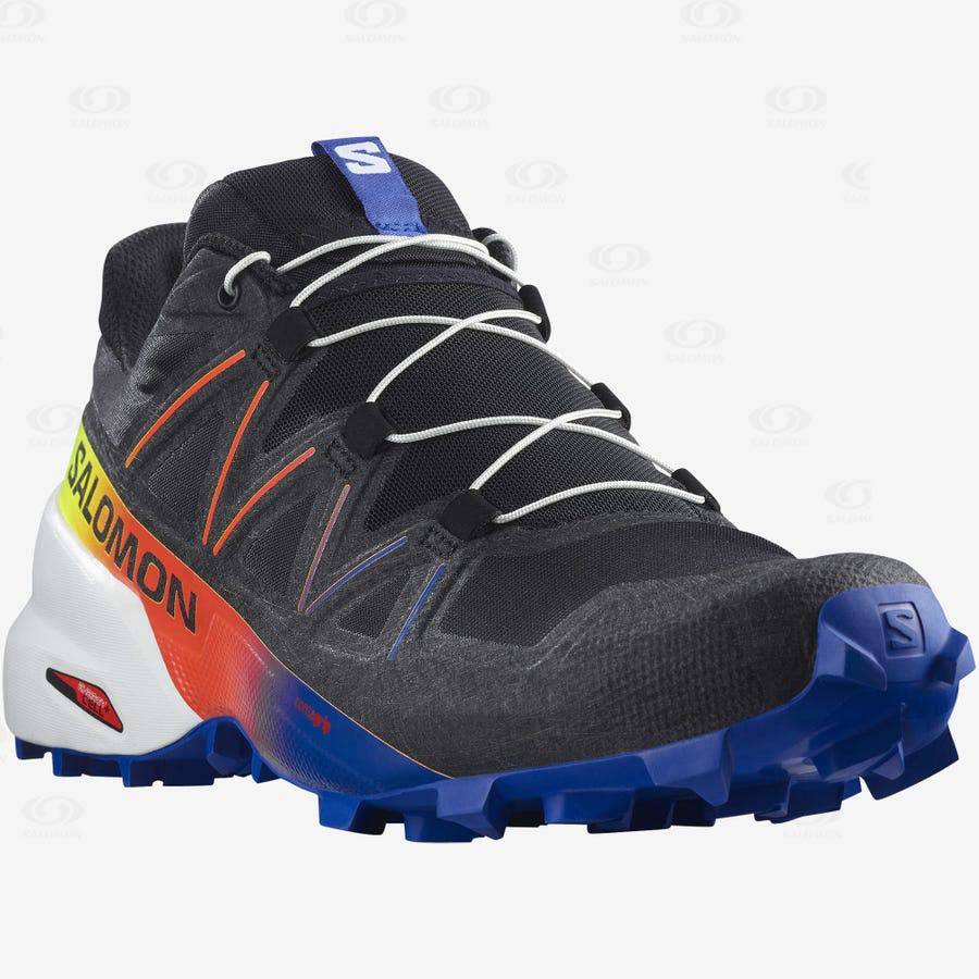 Black / Blue Men's Salomon SPEEDCROSS 5 RACING PACK Trail Running Shoes | USA-L1004
