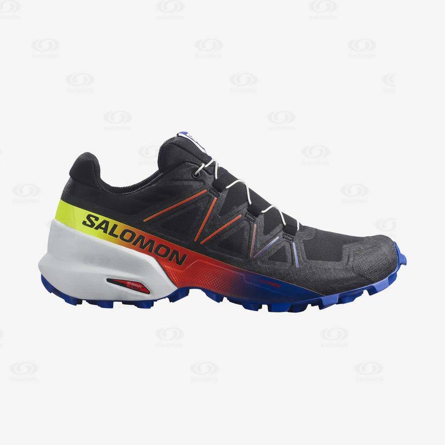 Black / Blue Men\'s Salomon SPEEDCROSS 5 RACING PACK Trail Running Shoes | USA-L1004