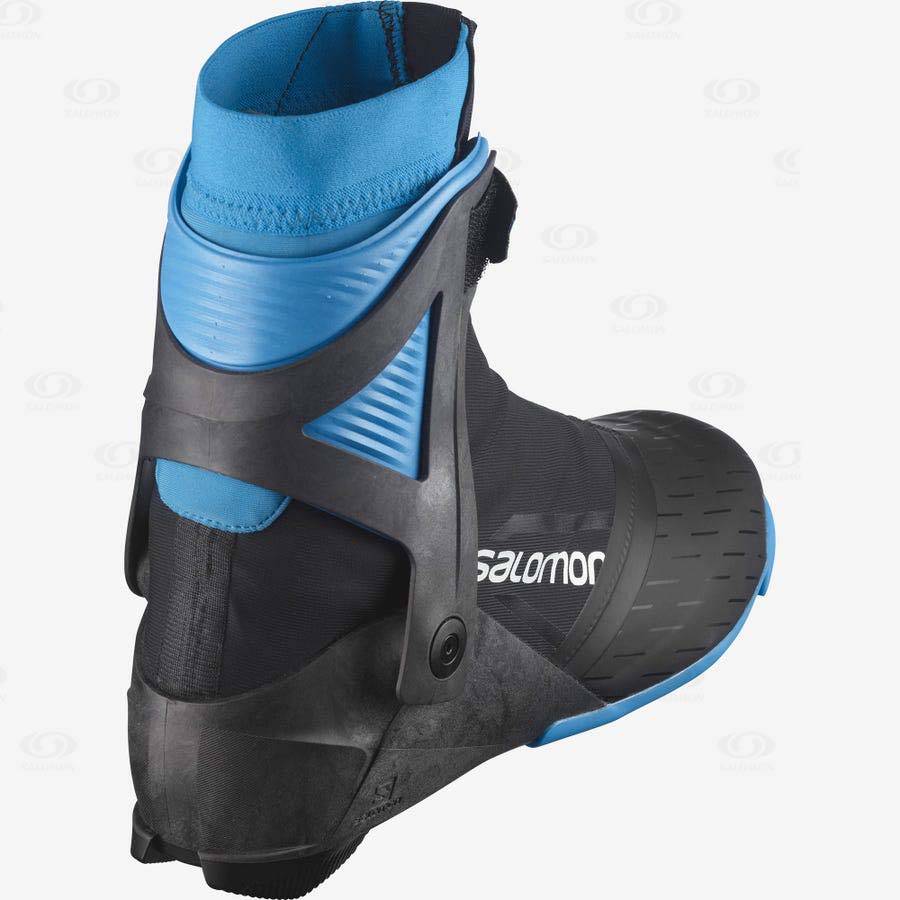 Black / Blue Men's Salomon S/MAX CARBON SKATE MV PROLINK Ski Boots | USA-A2011