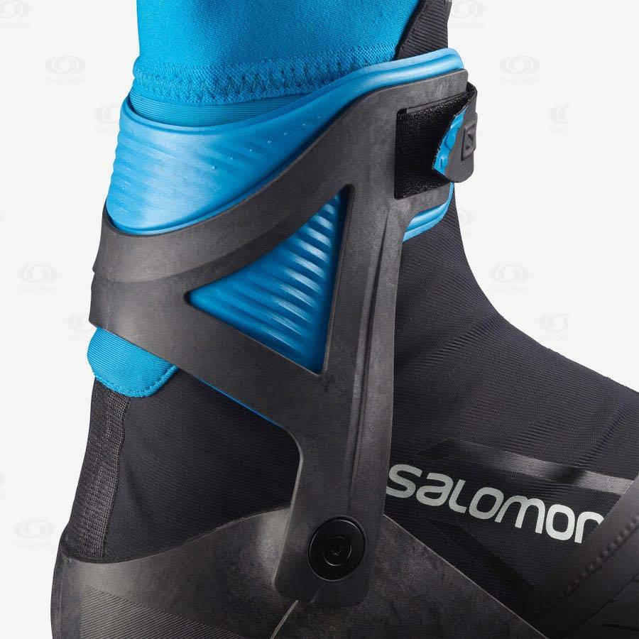 Black / Blue Men's Salomon S/MAX CARBON SKATE MV PROLINK Ski Boots | USA-A2011