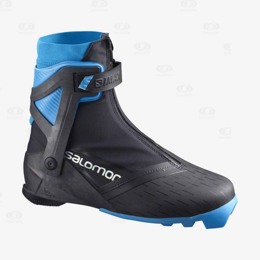 Black / Blue Men\'s Salomon S/MAX CARBON SKATE MV PROLINK Ski Boots | USA-A2011