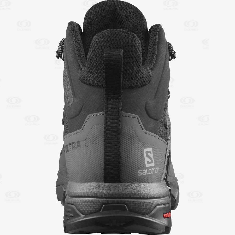 Black / Blue Men's Salomon X ULTRA 4 MID WIDE GORE-TEX Waterproof Shoes | USA-O1889
