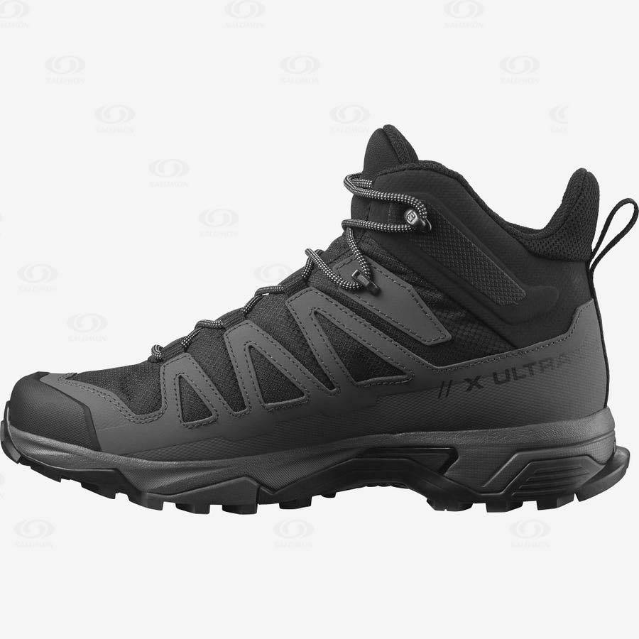 Black / Blue Men's Salomon X ULTRA 4 MID WIDE GORE-TEX Waterproof Shoes | USA-O1889