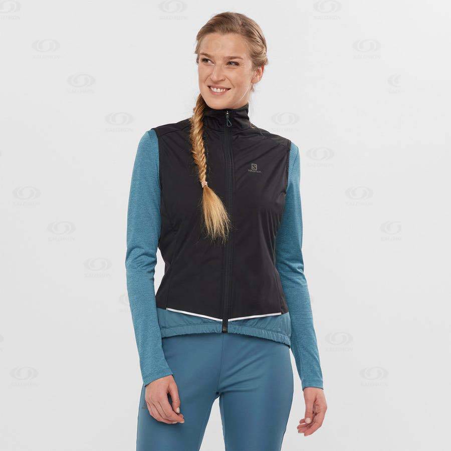 Black / Blue Women's Salomon LIGHT SHELL Waterproof Jackets | USA-L1501