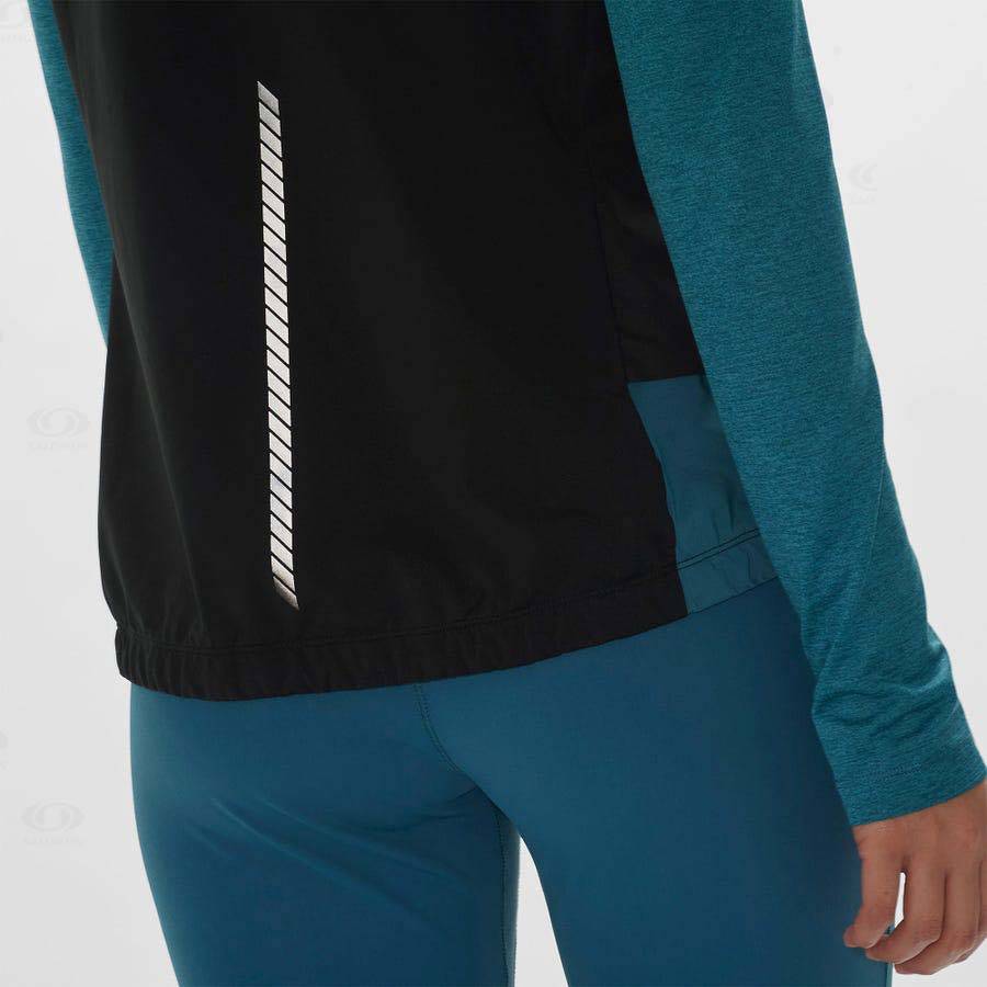 Black / Blue Women's Salomon LIGHT SHELL Waterproof Jackets | USA-L1501