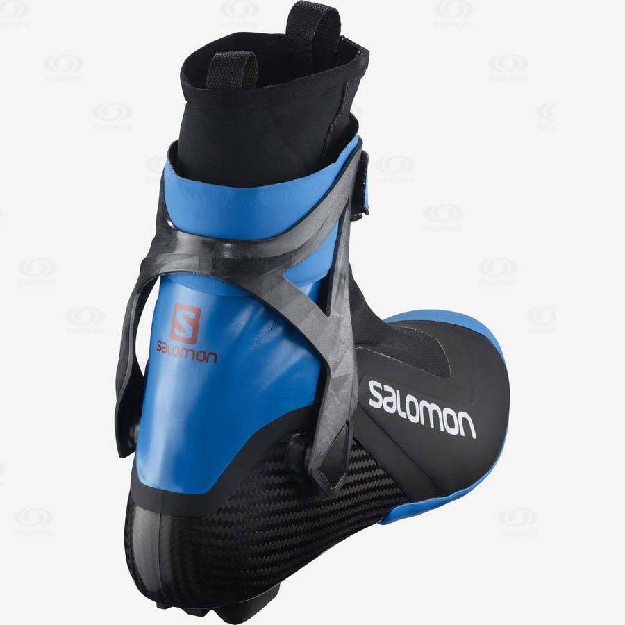Black / Blue Women's Salomon S/LAB CARBON SKATE PROLINK Ski Boots | USA-O1693