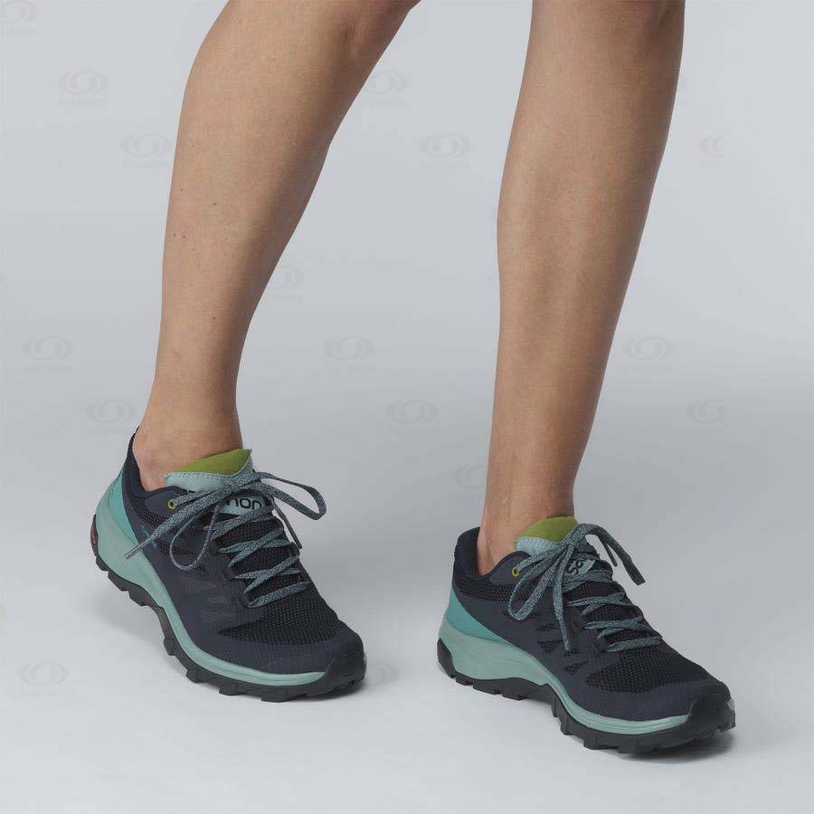 Black / Green Women's Salomon OUTLINE GORE-TEX Waterproof Shoes | USA-O1518