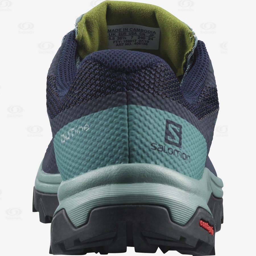 Black / Green Women's Salomon OUTLINE GORE-TEX Waterproof Shoes | USA-O1518