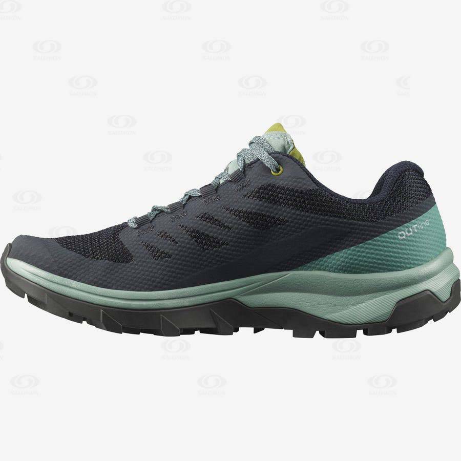 Black / Green Women's Salomon OUTLINE GORE-TEX Waterproof Shoes | USA-O1518