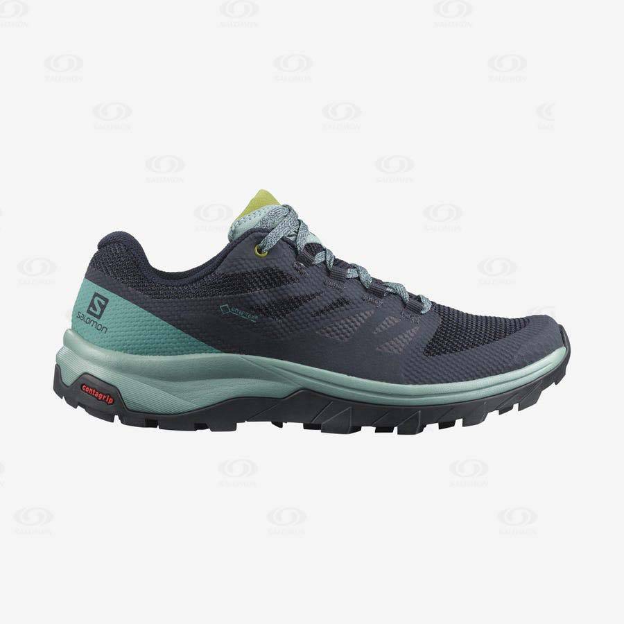 Black / Green Women\'s Salomon OUTLINE GORE-TEX Waterproof Shoes | USA-O1518