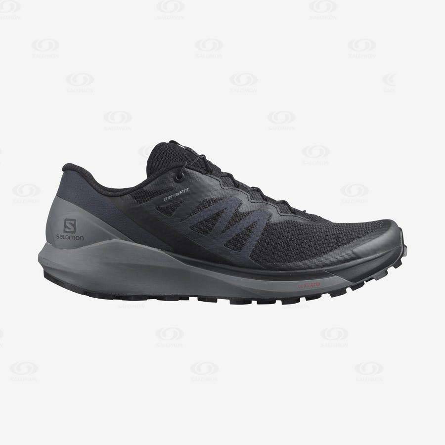 Black / Grey Men\'s Salomon SENSE RIDE 4 Trail Running Shoes | USA-M2007