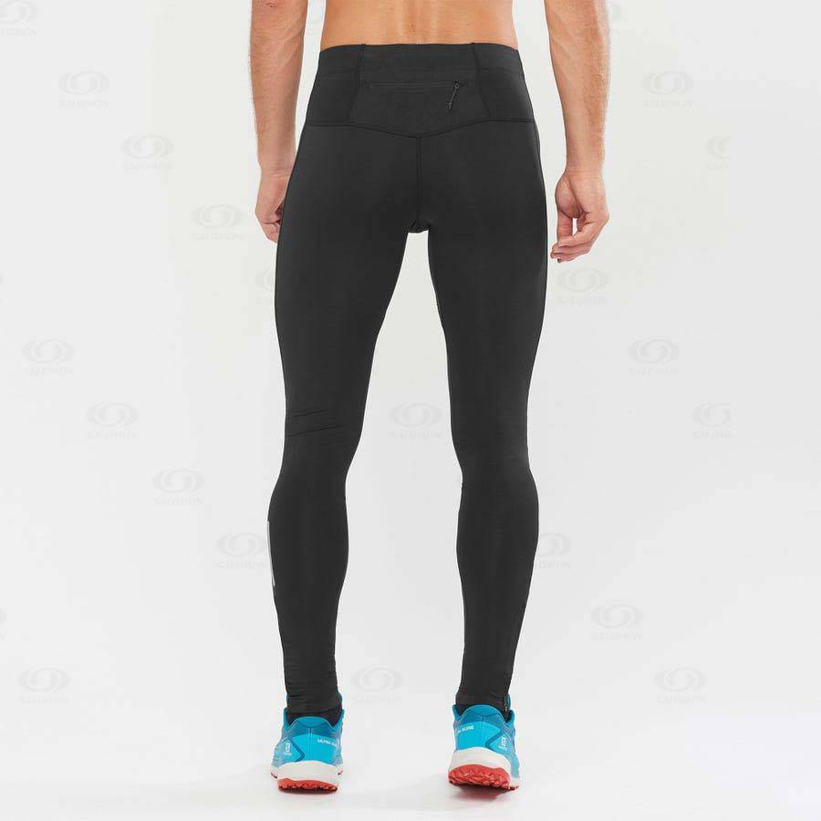 Black Men's Salomon AGILE LONG Running Tights | USA-A2095
