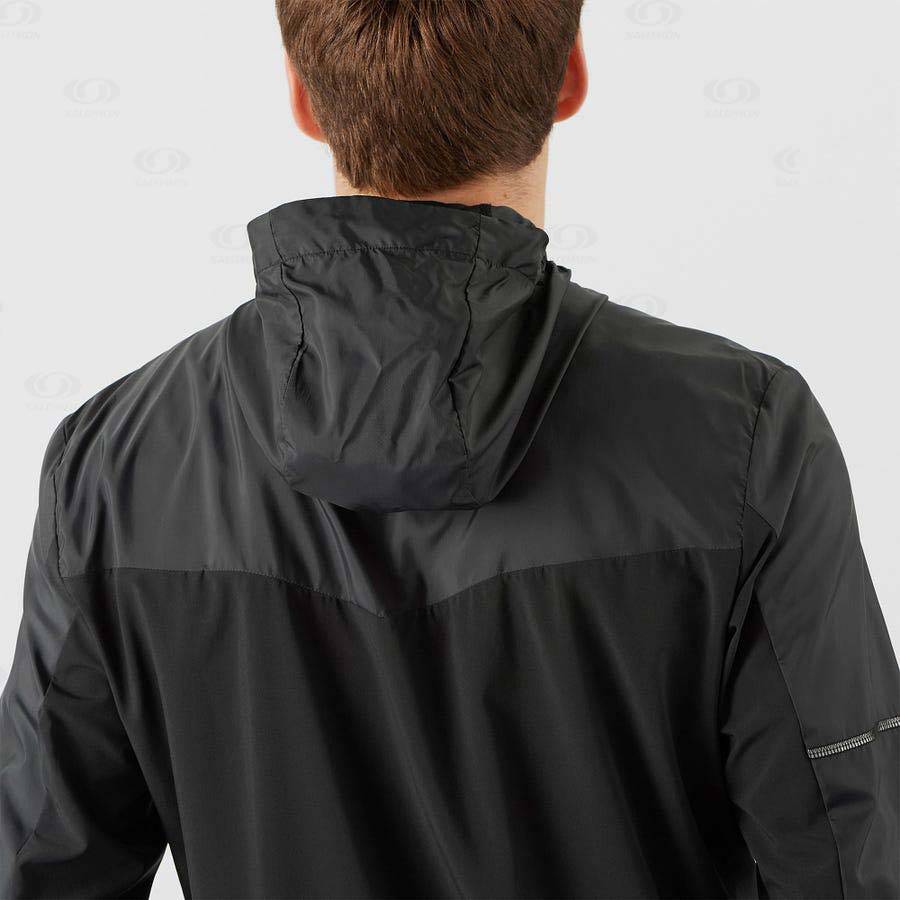 Black Men's Salomon AGILE WIND Windbreaker | USA-A2186