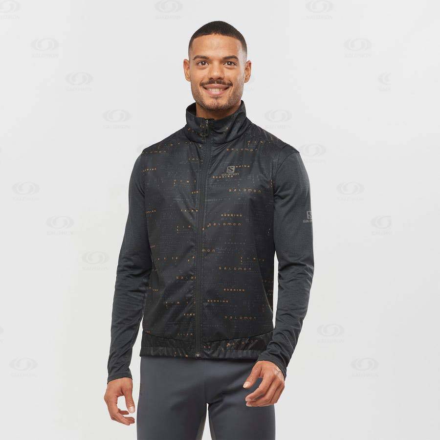 Black Men's Salomon BONATTI AERO HYBRID Waterproof Jackets | USA-L2607