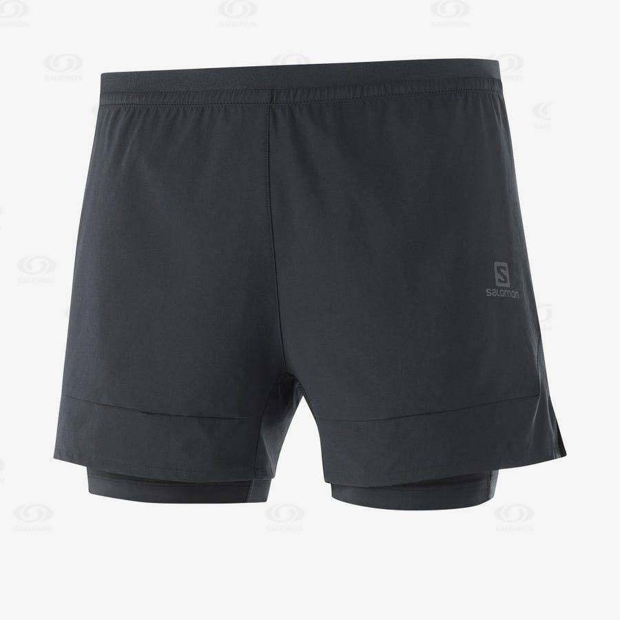 Black Men\'s Salomon CROSS 2IN1 Shorts | USA-O1105