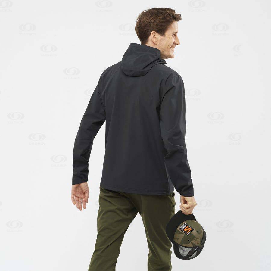 Black Men's Salomon ESSENTIAL WATERPROOF 2.5L Waterproof Jackets | USA-W2710