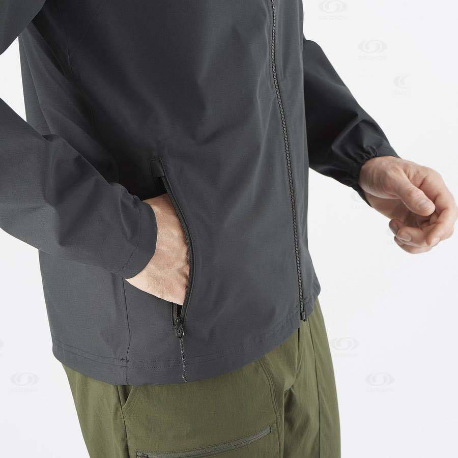 Black Men's Salomon ESSENTIAL WATERPROOF 2.5L Waterproof Jackets | USA-W2710