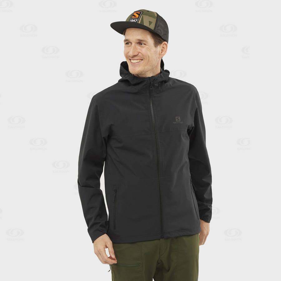Black Men's Salomon ESSENTIAL WATERPROOF 2.5L Waterproof Jackets | USA-W2710