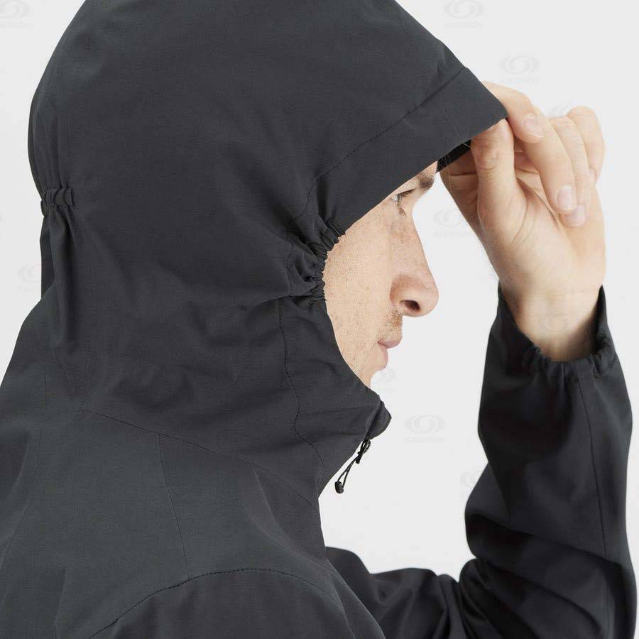 Black Men's Salomon ESSENTIAL WATERPROOF 2.5L Waterproof Jackets | USA-W2710