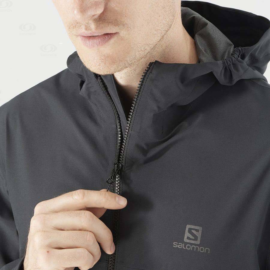 Black Men's Salomon ESSENTIAL WATERPROOF 2.5L Waterproof Jackets | USA-W2710