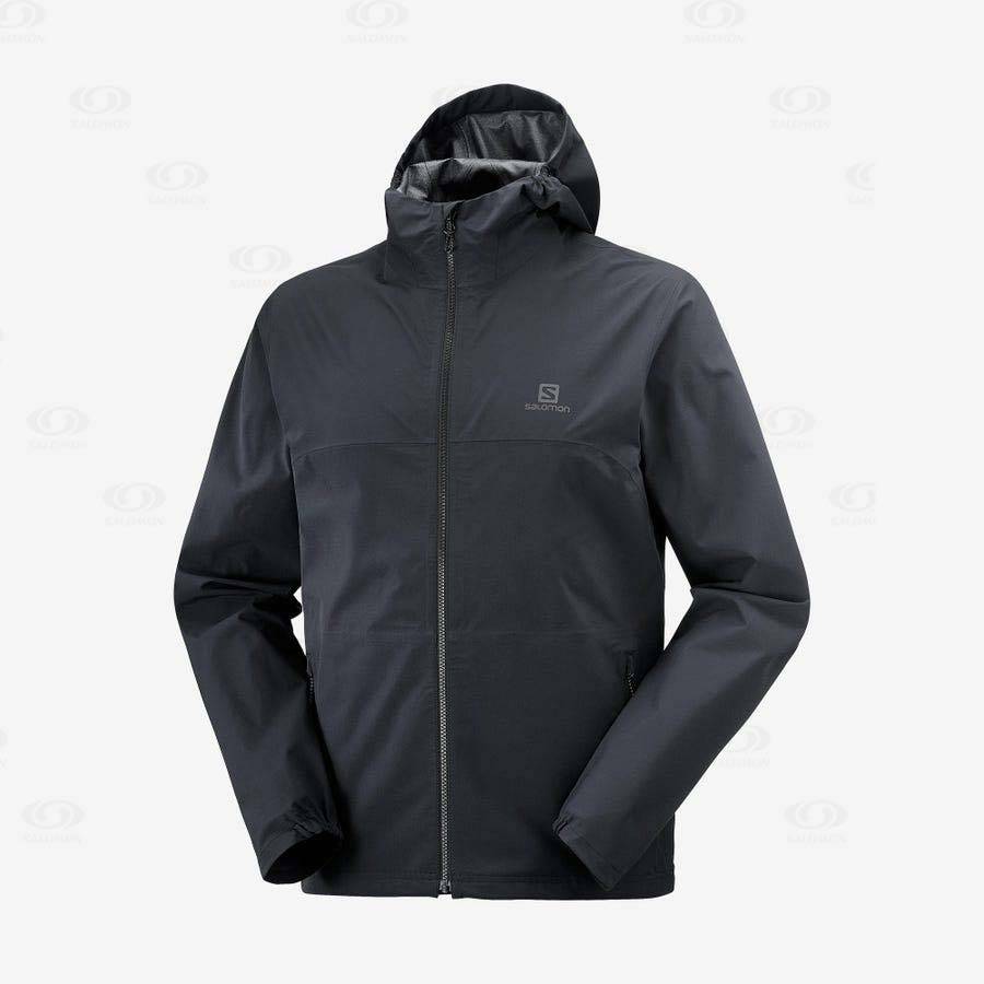 Black Men\'s Salomon ESSENTIAL WATERPROOF 2.5L Waterproof Jackets | USA-W2710