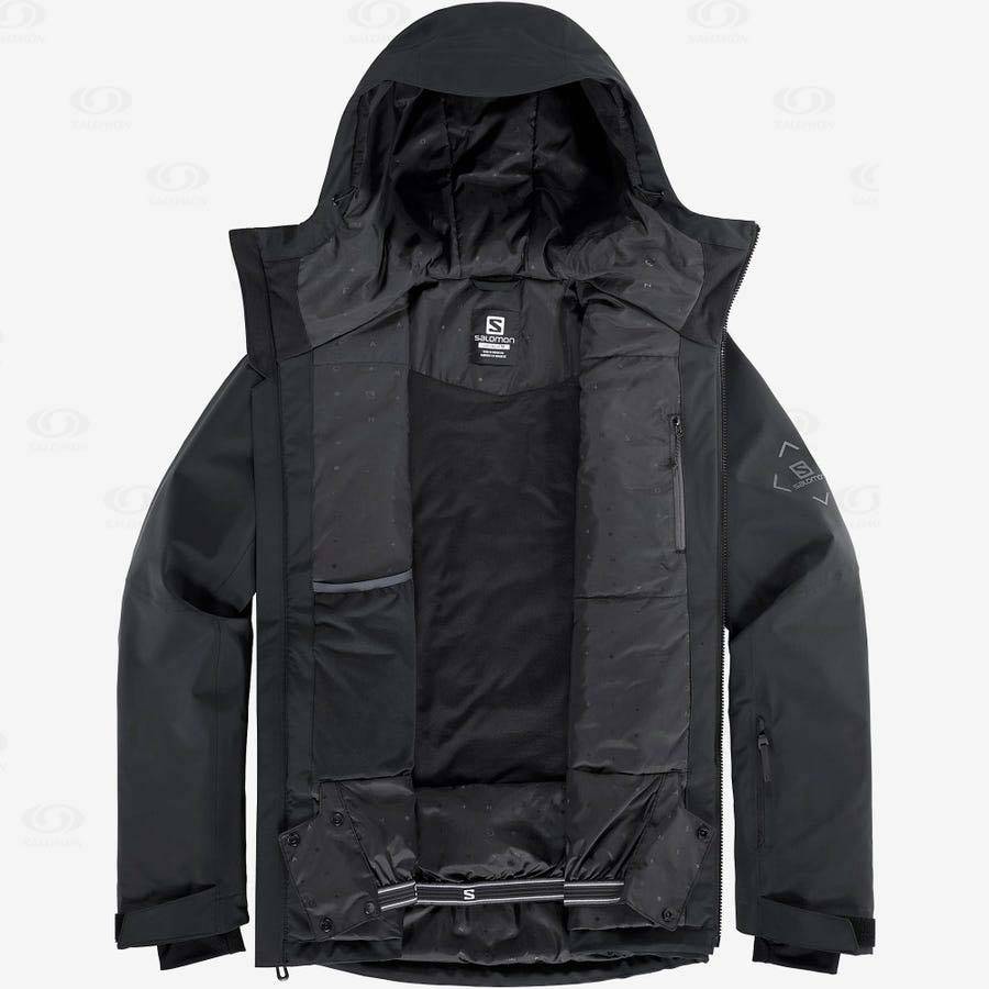 Black Men's Salomon HIGHLAND Insulated Jackets | USA-N1120