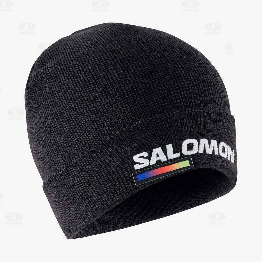 Black Men\'s Salomon OUTLIFE LOGO Hats | USA-L1193