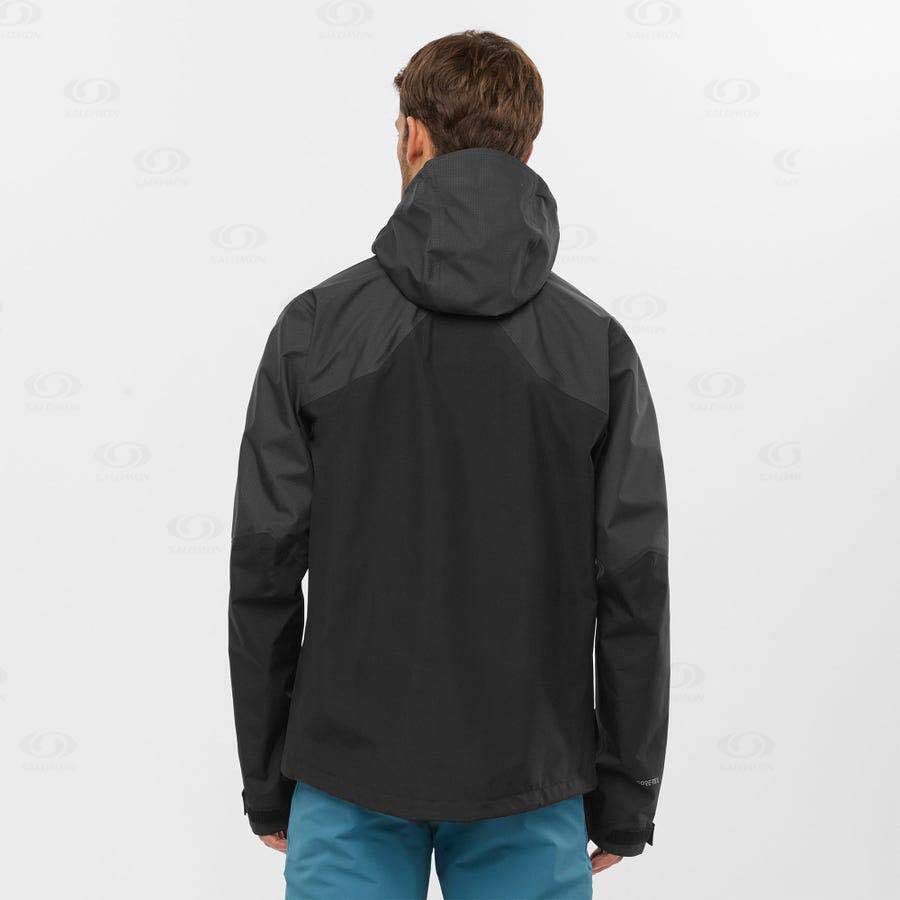 Black Men's Salomon OUTLINE GORE-TEX HYBRID Waterproof Jackets | USA-S1002