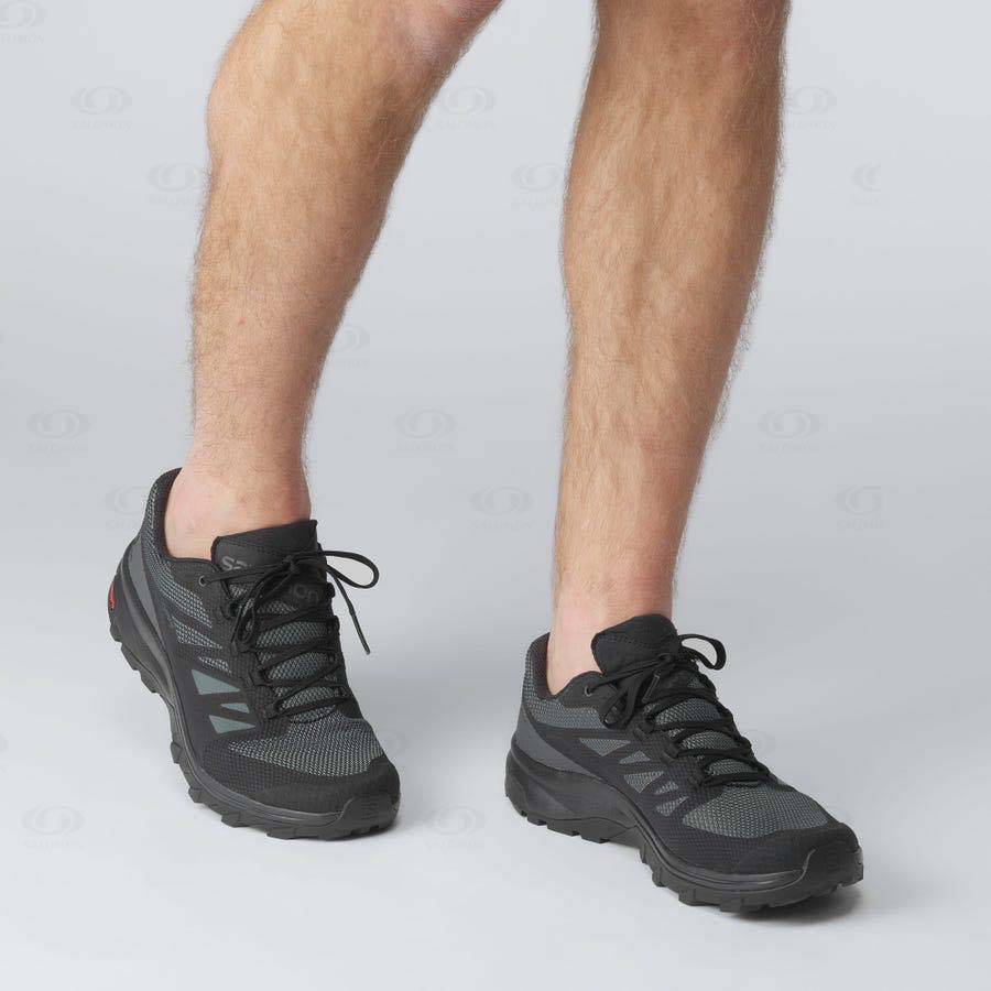 Black Men's Salomon OUTLINE WIDE GORE-TEX Hiking Shoes | USA-A2571