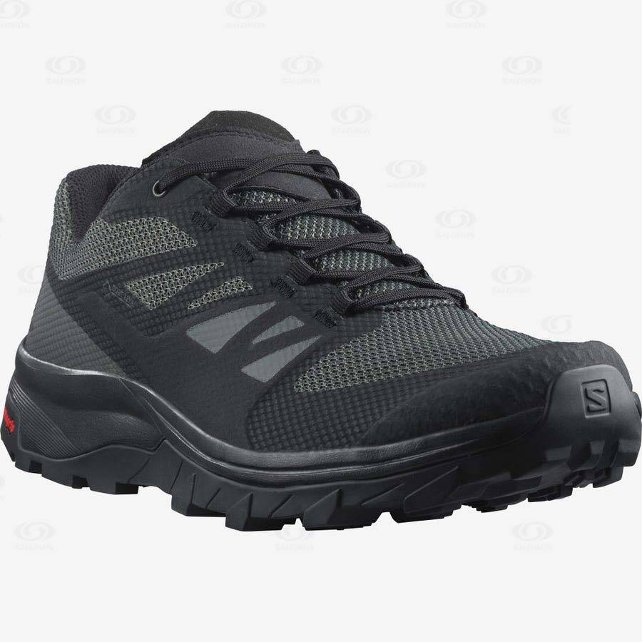 Black Men's Salomon OUTLINE WIDE GORE-TEX Hiking Shoes | USA-A2571