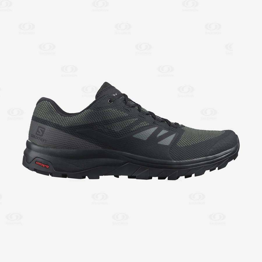 Black Men\'s Salomon OUTLINE WIDE GORE-TEX Hiking Shoes | USA-A2571