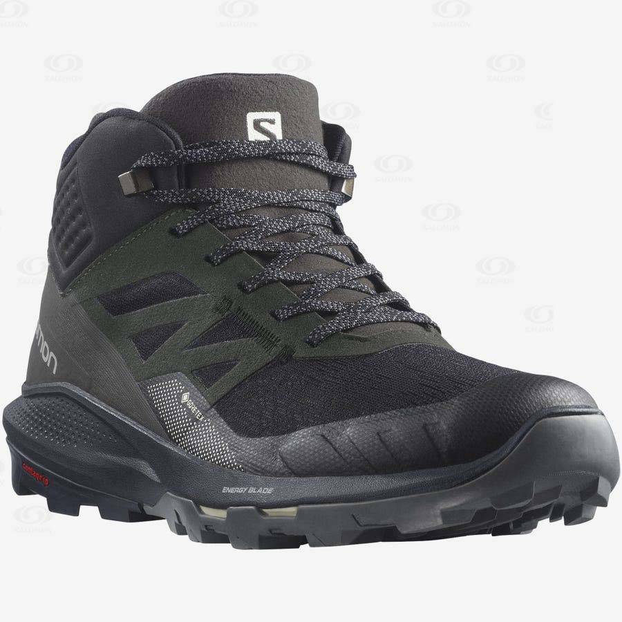 Black Men's Salomon OUTPULSE MID GORE-TEX Hiking Boots | USA-M2112