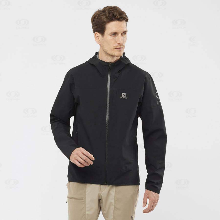 Black Men's Salomon OUTRACK WATERPROOF 2.5L Waterproof Jackets | USA-O2552