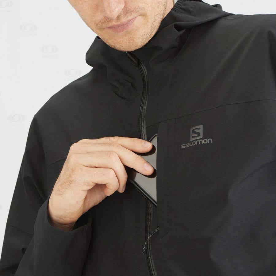 Black Men's Salomon OUTRACK WATERPROOF 2.5L Waterproof Jackets | USA-O2552