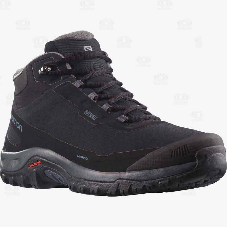 Black Men's Salomon SHELTER CLIMASALOMON™ Waterproof Boots | USA-W1380