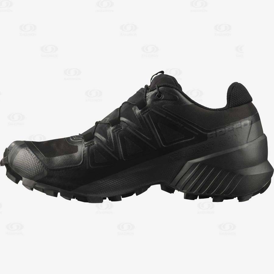 Black Men's Salomon SPEEDCROSS 5 GORE-TEX Trail Running Shoes | USA-W2450