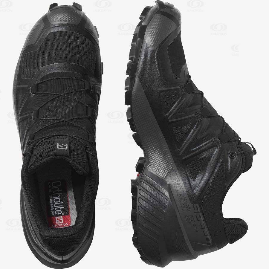 Black Men's Salomon SPEEDCROSS 5 GORE-TEX Trail Running Shoes | USA-W2450