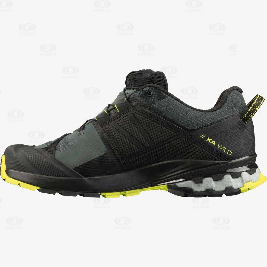 Black / Olive Men's Salomon XA WILD GORE-TEX Trail Running Shoes | USA-W1420