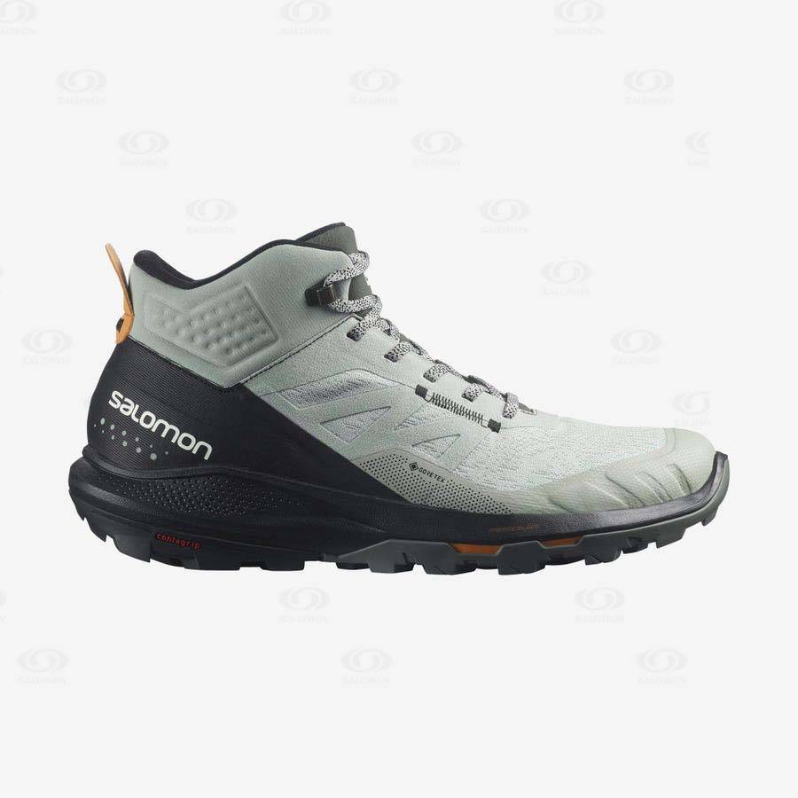Black / Turquoise Men\'s Salomon OUTPULSE MID GORE-TEX Hiking Boots | USA-O1712
