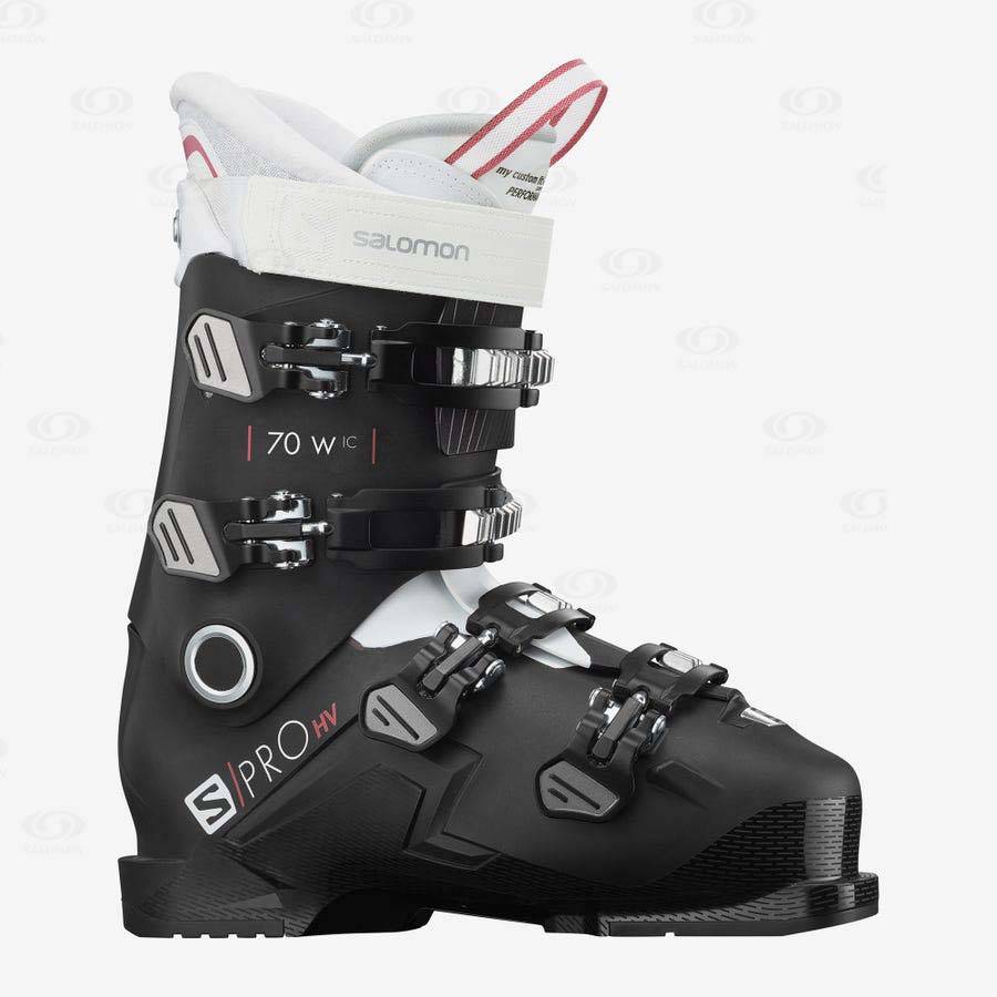 Black / White Women\'s Salomon S/PRO HV 70 W IC Ski Boots | USA-S2241