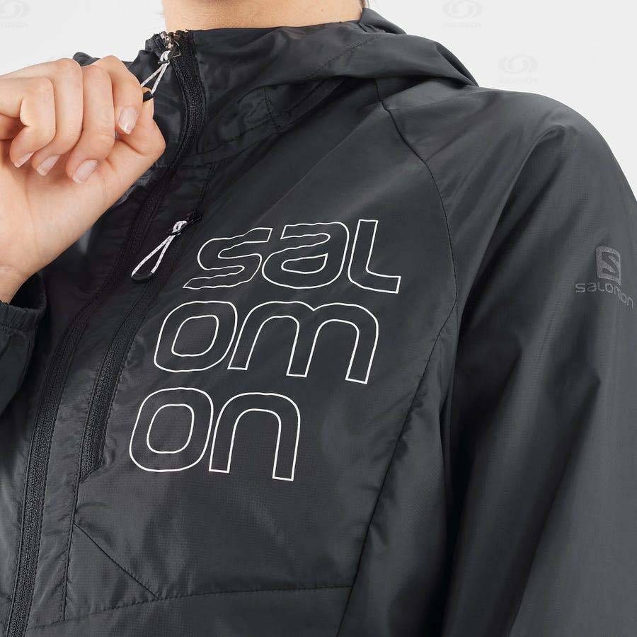 Black Women's Salomon BONATTI CROSS WIND Windbreaker | USA-L2404