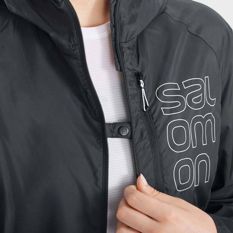 Black Women's Salomon BONATTI CROSS WIND Windbreaker | USA-L2404