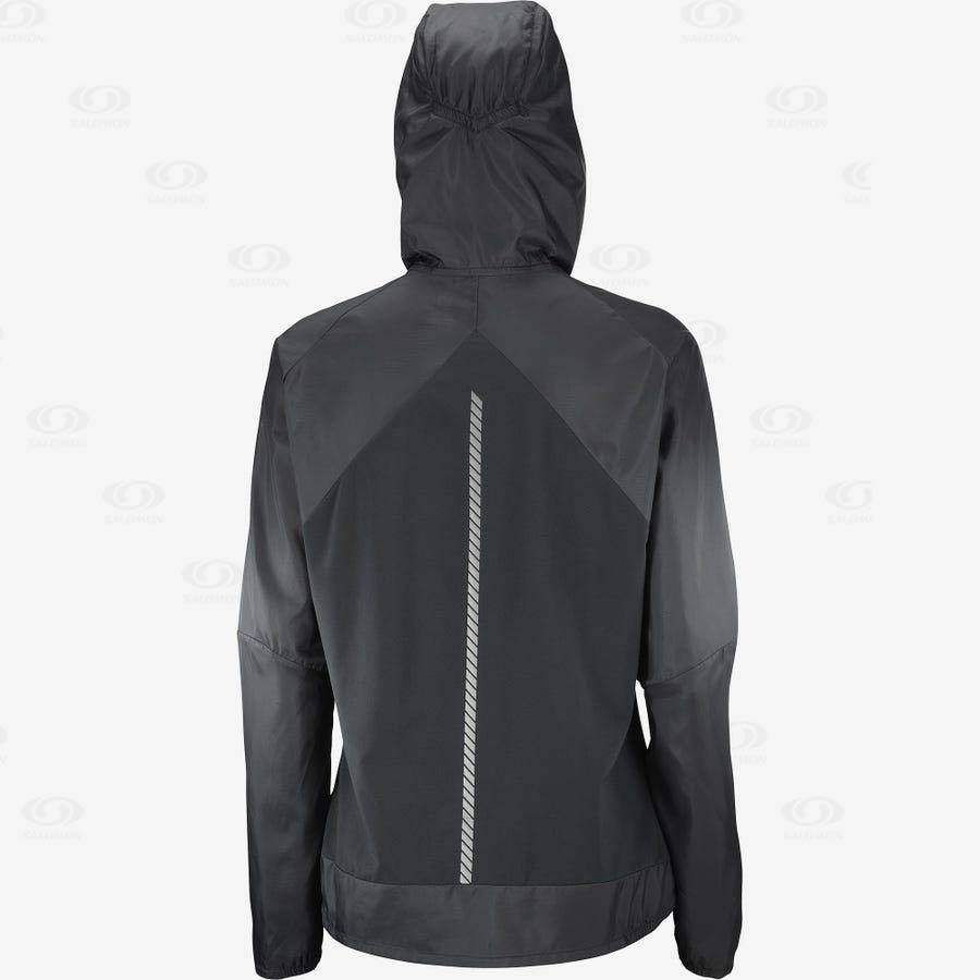 Black Women's Salomon BONATTI CROSS WIND Windbreaker | USA-L2404
