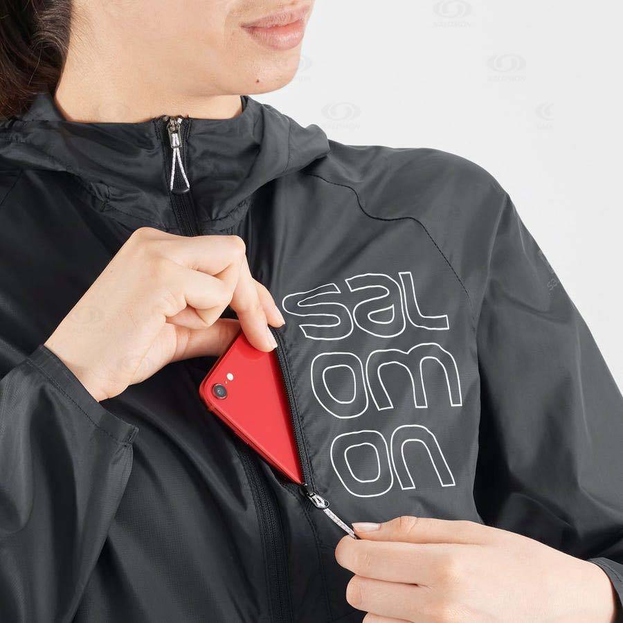 Black Women's Salomon BONATTI CROSS WIND Windbreaker | USA-L2404
